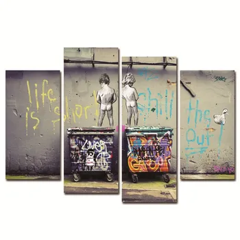 

Street Graffiti Cuadros Decoracion Canvas Christmas Pictures for child room Printings Quadro Morden Wall Art 4 Panel Paintings