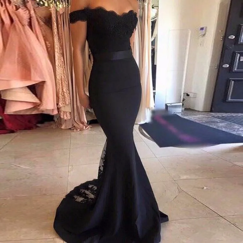Elegant Sweetheart Black font b Bridesmaid b font font b Dresses b font Robe De Demoiselles