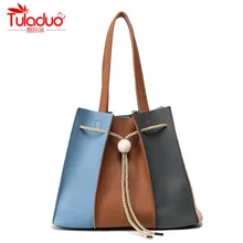 Frauen Handtaschen Patchwork Hit Farbe Frau Umhängetaschen Fashion Damen Eimer Taschen Hochwertigem Leder Weibliche Casual Tragetaschen