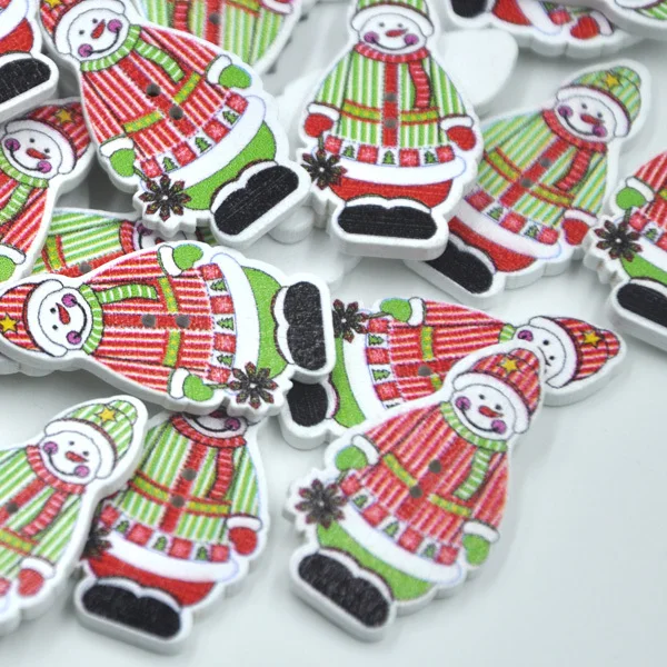 

New 10/50/100pcs Merry Christmas Snowman Wood Button Sewing Craft Mix Lots WB321