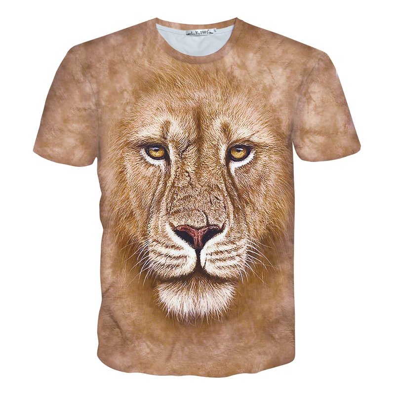 Men's fashion Lion animal original printing summer students cartoon T ...