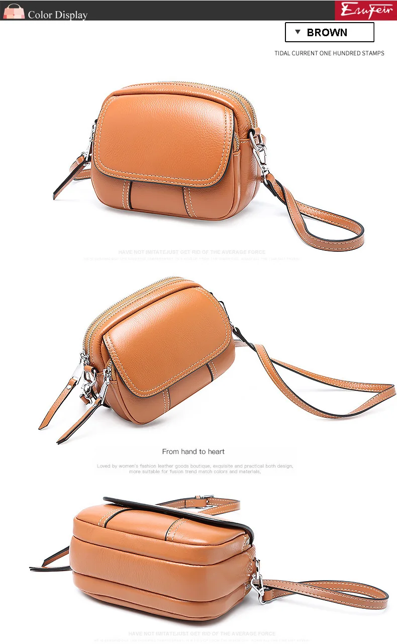 ESUFEIR модные подлинные кожаные сумки Дамские Мини квадратная сумка через плечо сумка Роскошная брендовая дизайнерская небольшой круглый пакет