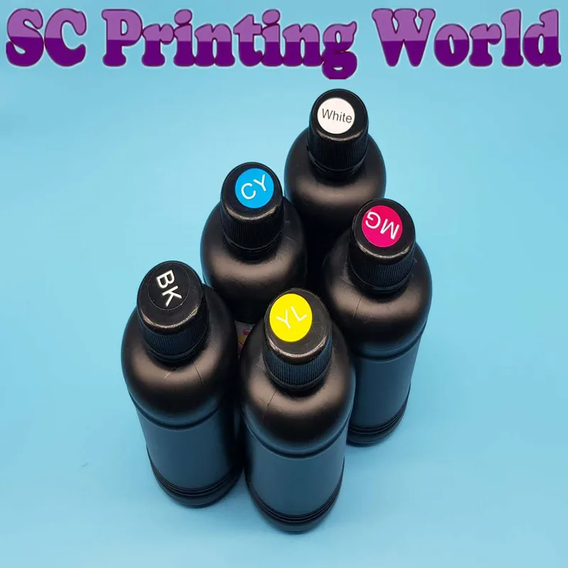

500ML LED UV Ink For Epson 1390 1400 1410 1430 1500W R280 R290 R330 L800 L1800 UV Printer Ink (BK C M Y White)