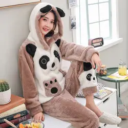 JINUO/Новое поступление, 22 стиля, милая мультяшная панда, женская зимняя плюшевая Пижама, комплекты для молодых девушек, теплая милая мягкая