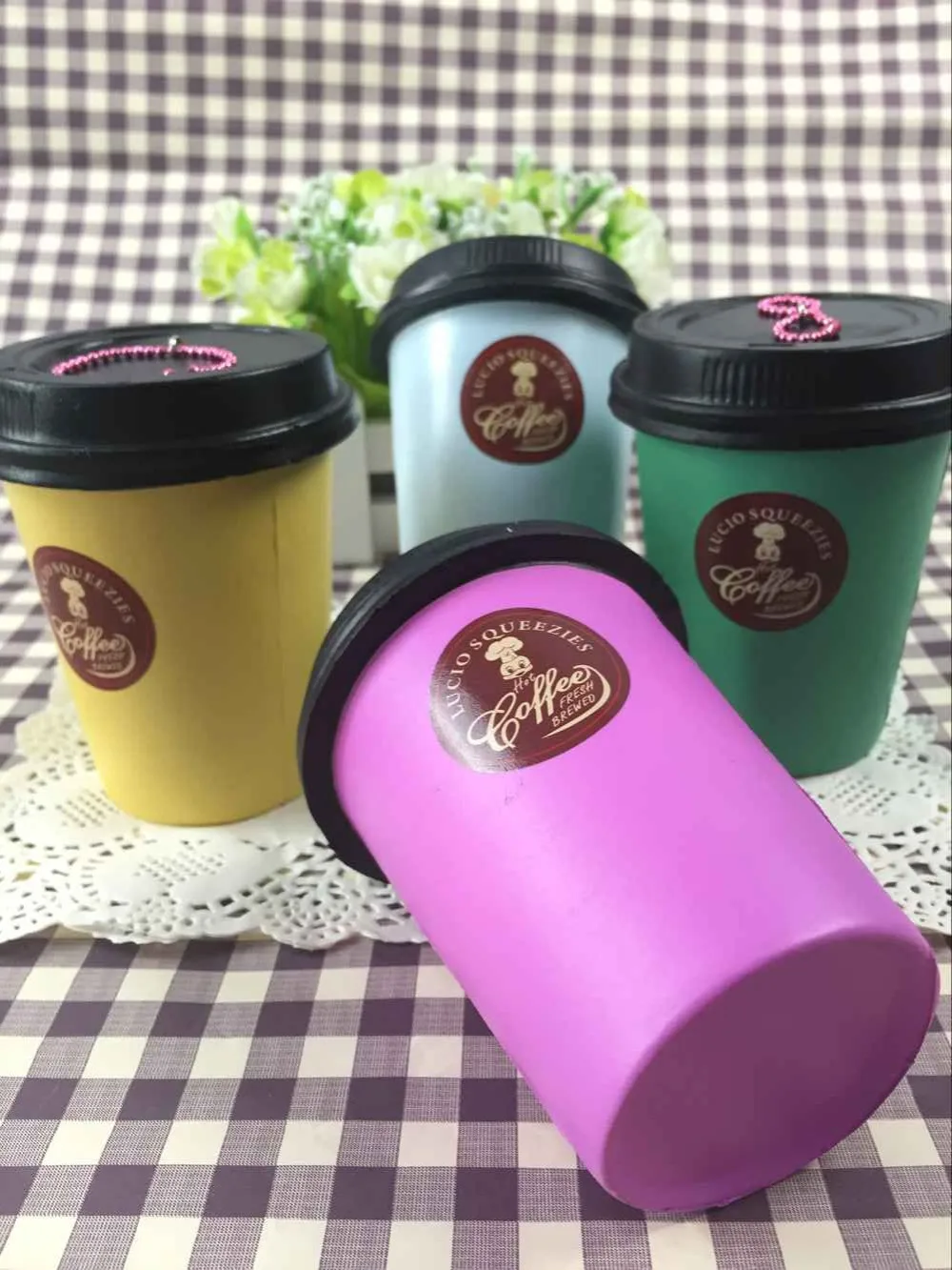 Lucio squishys 20pcs Lot original package rare Coffee Cup squishy Toys Wholesale Cute Jumbo Squishies phone