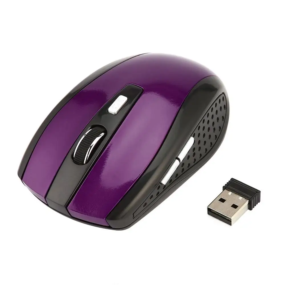 2.4GHz Wireless Mouse Portable Intelligent Gaming Mouse Optical Rolling Gamer Mice USB Receiver for PC Laptop Computer - Цвет: purple