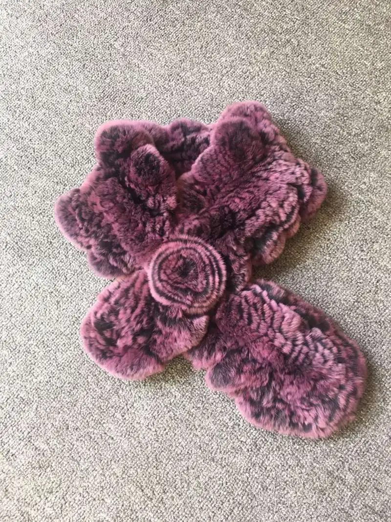 genuine knitted rabbit fur scarf neck collar (4)