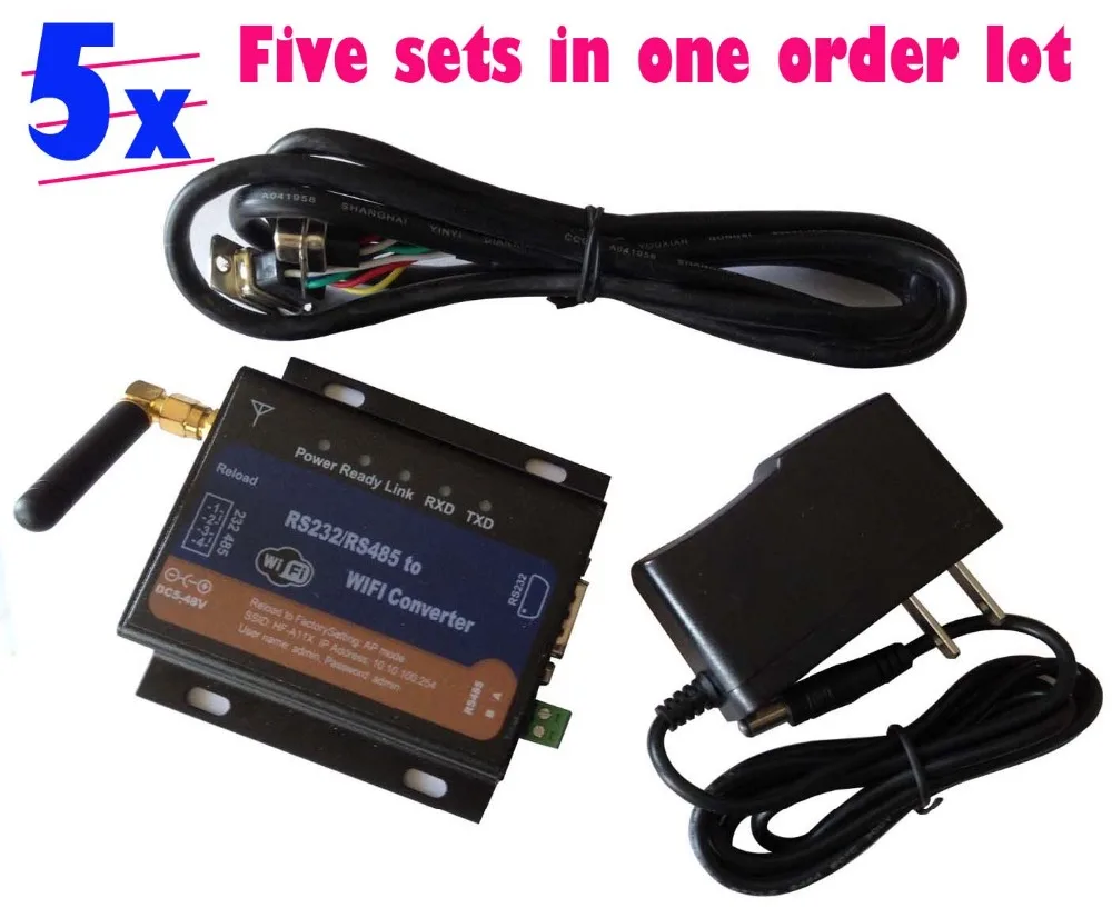 

Free shipping 5 sets NEW WIFI TO RS232 / RS485 CONVERTER 802.11 B/G/N Transparent transmission adapter