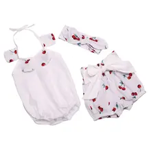 Новинка года; одежда для маленьких девочек; детский летний костюм; комбинезон для маленьких девочек с цветочным принтом и рисунком животных; комплект с короткой повязкой на голову