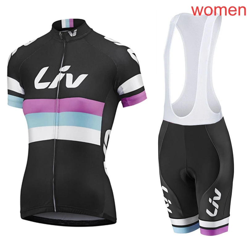 Liv летние женские pro team Велоспорт с коротким рукавом Трикотаж нагрудник шорты наборы велосипедная одежда спортивная велосипедная Одежда дышащая быстросохнущая - Цвет: 5Q