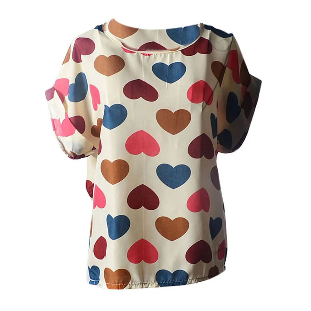 

Women Fashion Summer T shirt Short Sleeve Tops Casual Flower Print shirts Tropical Chiffon Shirt O neck Top Poleras Mujer C10