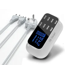 4 8 портов смарт-чип USB зарядное устройство док-станция светодиодный дисплей Мобильный телефон планшет зарядка настольный адаптер питания розетка полоса 2.1A