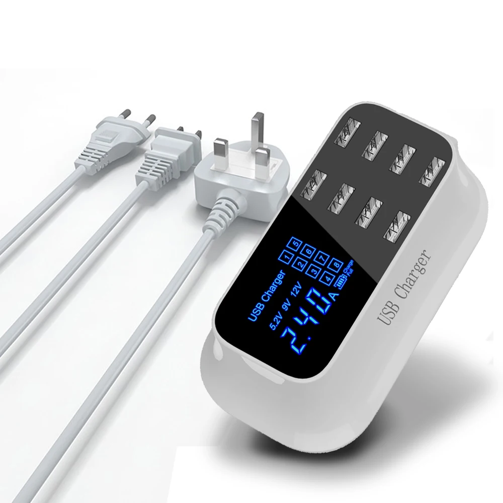 4 8 Port Smart Chip USB Charger Dock Station Led Display Mobile Phone Tablet Charging Desktop Power Adapter Socket Strip 2.1A 4 8 Port Smart Chip USB Charger Dock Station Led Display Mobile Phone Tablet Charging Desktop Power Adapter Socket Strip 2.1A