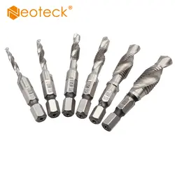 Neoteck 6 шт./компл. hss Шестигранная метрическое сверло бит кран болт для зенковки резьбы M3 M4 M5 M6 M8 M10 ручной инструмент цвет серебристый, Золотой