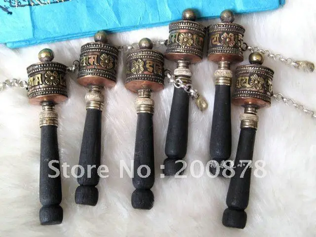 

TBC800 Tibetan wood hand-held small Prayer Wheel,Buddhist Mani wheel,100mm long