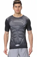 Red Plume Men’s Compression Tight Fitness Superman Shirt,Quick-drying Sports T-shirt