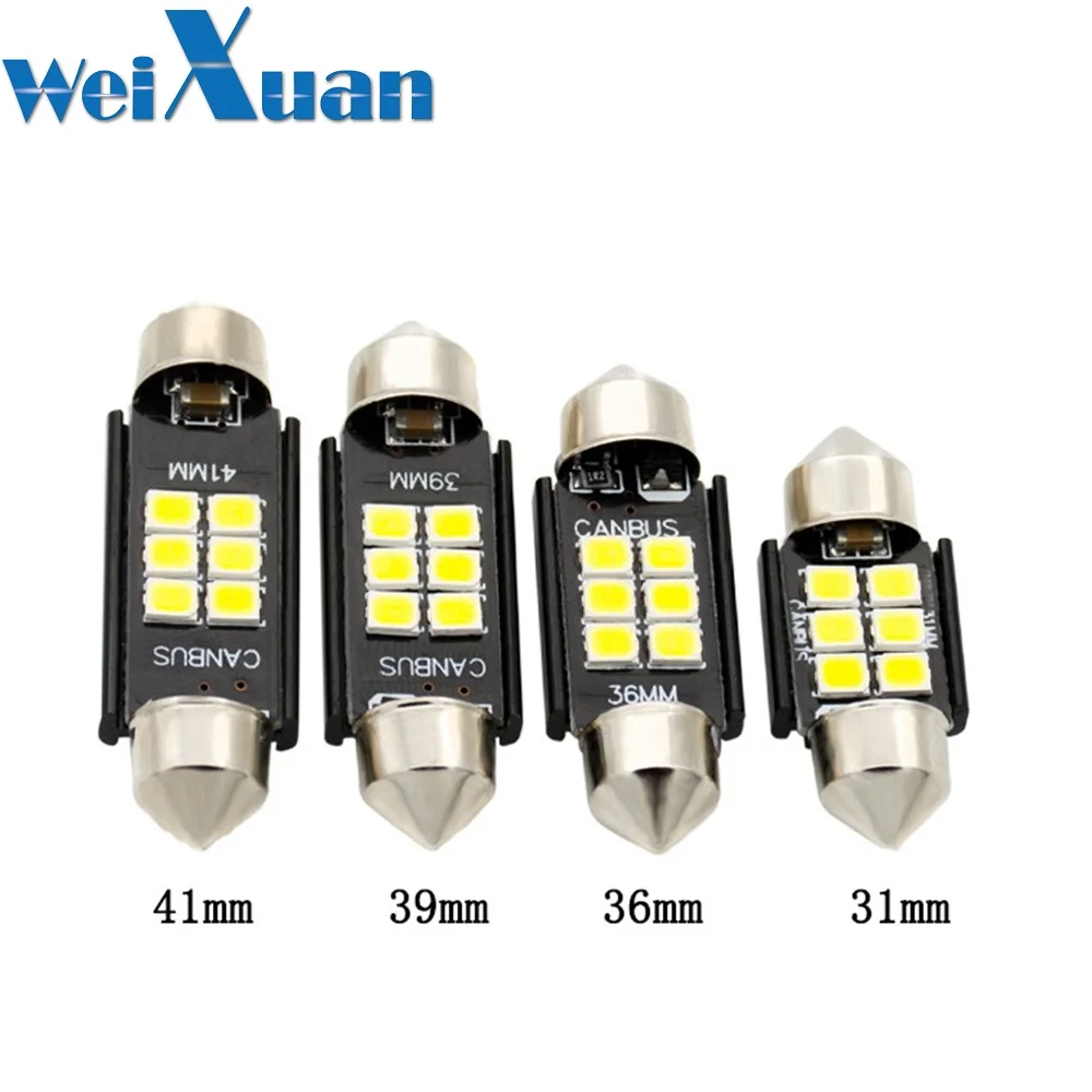 Гирлянда 31 мм 36 мм/39 мм/41 мм светодиодный лампочки CANBUS C5W 6 SMD 3030 белый для межкомнатных дверей лампа потолочный плафон чтениt дорожной карты светло-2 шт