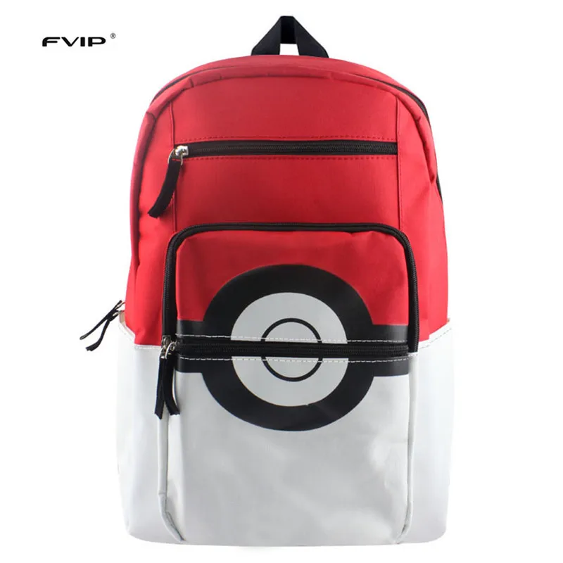 

FVIP Anime Pokemon Backpack Boys Girls School Bags Children Pikachu Poke Ball Backpack For Teenagers Kids Backpacks Schoolbags