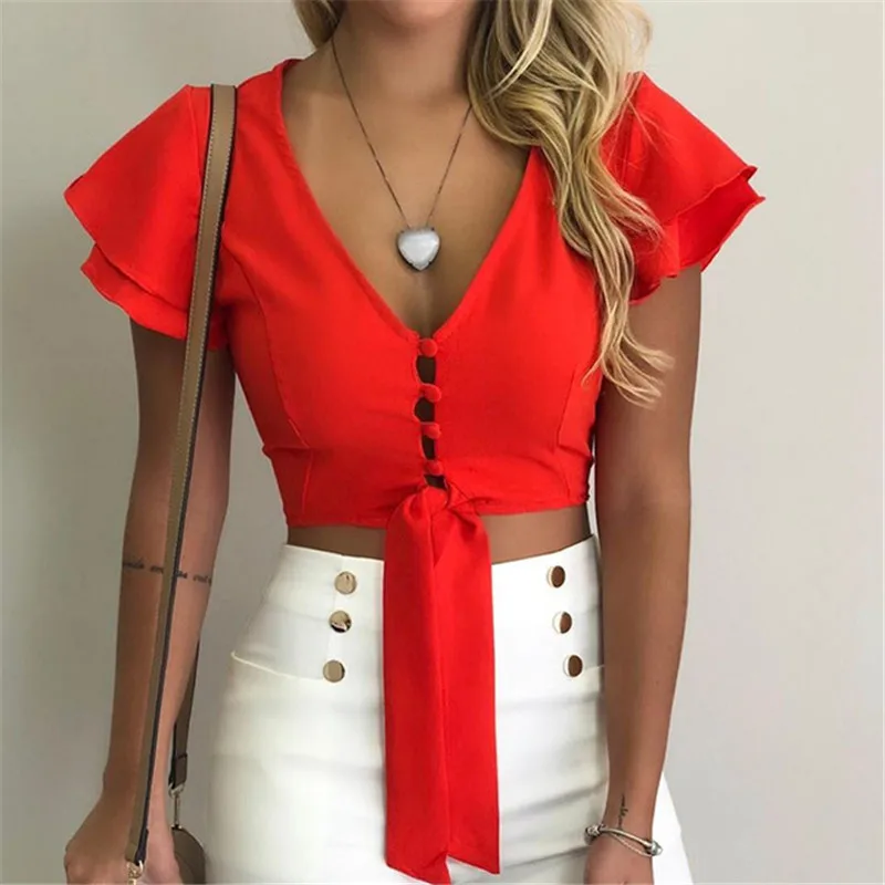 Sexy-Womens-Shirts-and-Blouses-2019-New-Summer-Ruffle-Short-Sleeve-V-Neck-Bandage-Cropped-Blouses.jpg_640x640 (4)