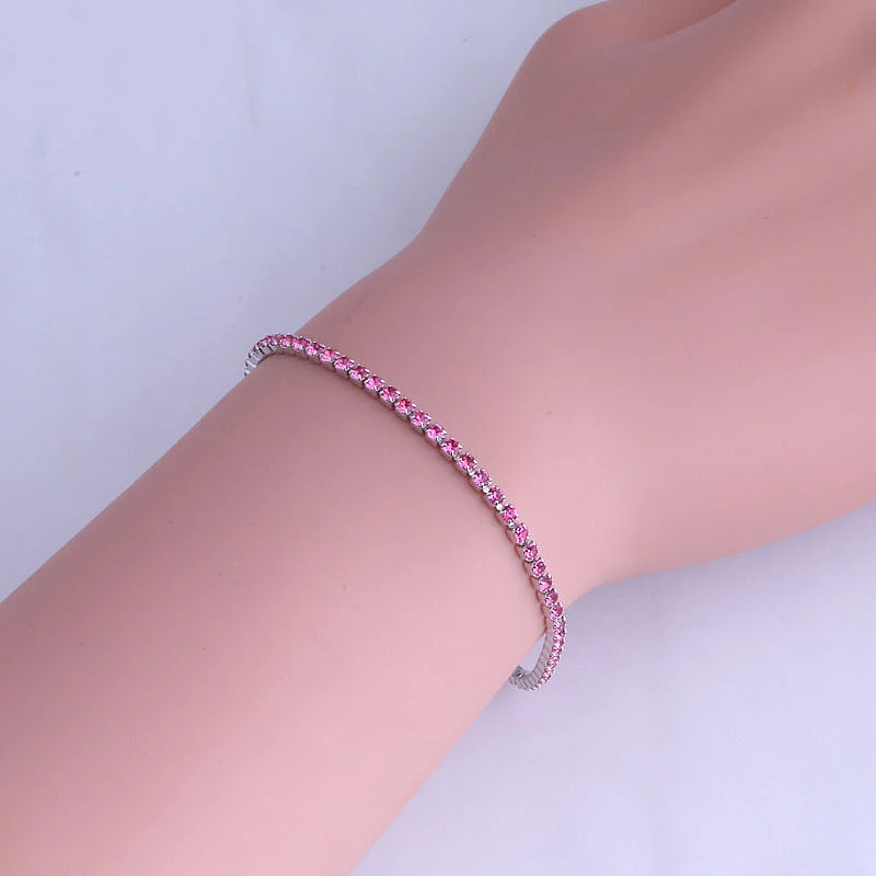 TopQualityElegantRedCrystalSilverColorBraceletsChainLength18