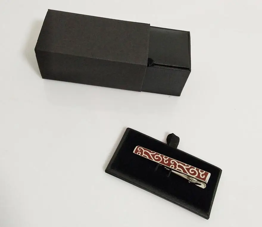 Black Paperboard Tie Clips Boxes High Quality Matte Paper Men's Jewelry