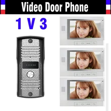 1 Camera 3 Monitor 7 Inch Monitor Video Door Phone Intercom Doorbell System IR Night Vision waterproof alloy pinhole Camera