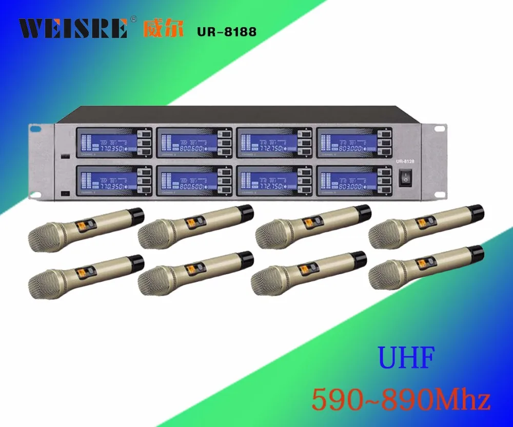 

Wireless System UR-8188 Professional Microphone 8 Channel UHF Professional 8 Handheld Microphone Stage Karaoke Wireless Micropho