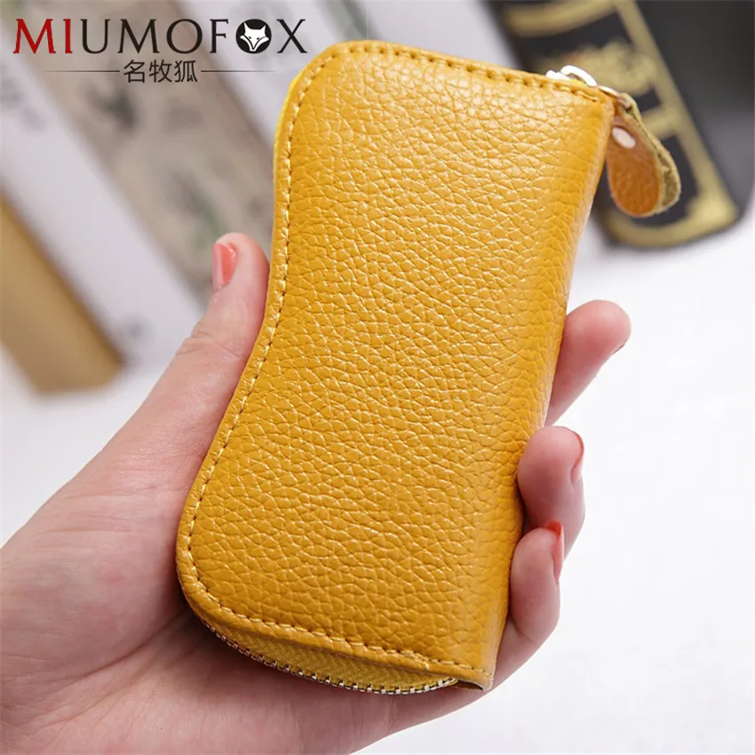 Keychain Case font b Wallet b font Genuine Leather Cow Leather Unisex 8 Colors Pillow font