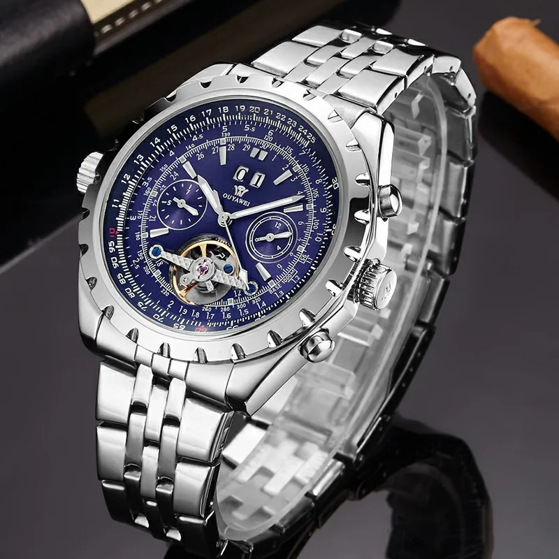 OUYAWEI العلامة التجارية الذاتي الرياح الميكانيكية ووتش الرجال صدمة مقاومة الفولاذ المقاوم للصدأ ساعة اليد أزياء اللباس الأعمال Relogio Masculino OUYAWEI العلامة التجارية الذاتي الرياح الميكانيكية ووتش الرجال صدمة مقاومة الفولاذ المقاوم للصدأ ساعة اليد أزياء اللباس الأعمال Relogio Masculino