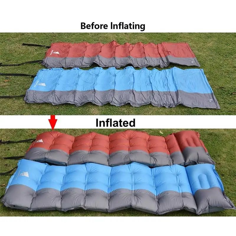 GeerTop самонадувной надувной матрас, водонепроницаемый походный коврик, спальный коврик, переносная наружная надувная кровать с подушкой, рюкзак