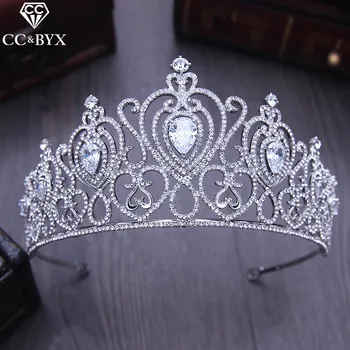 

CC Tiaras And Crwons Hairbands Luxury Baroque Engagement Wedding Hair Accessories For Bride Jewelry Heart Shape Rhinestone XY129