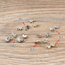 50 шт./лот, серебристо-золотые шармы в форме звезды, круглые в форме сердца, очаровательные кулоны со стразами для ювелирных изделий ручной работы