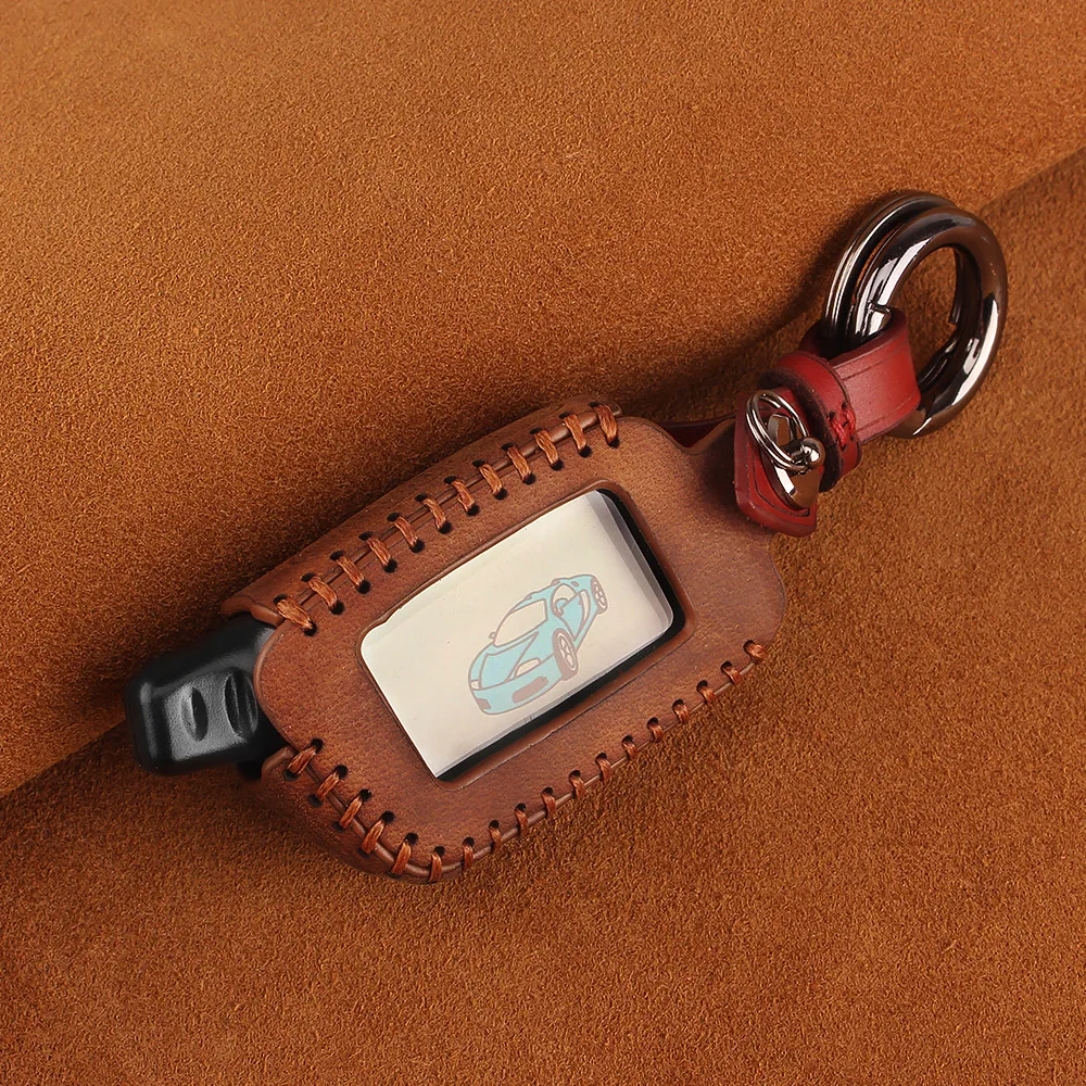 KEYYOU стильный кожаный для ключа от автомобиля ключевые чехол, держатель для безопасности транспортного средства два пути автосигнализации TOMAHAWK X5 брелок