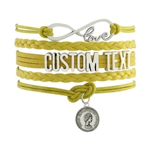 Прямая бесконечности браслет пользовательского текста Цвет кожаный шнур Обёрточная Бумага браслет Queen Елизавета вторая Рождественский подарок