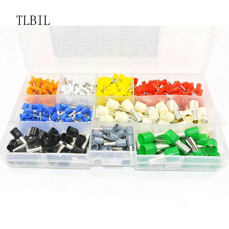 

555pcs/set 22-5AWG 0.5-16mm2 Insulated Cord Pin End Terminal Ferrules Kit Set Wire Copper Crimp Connector