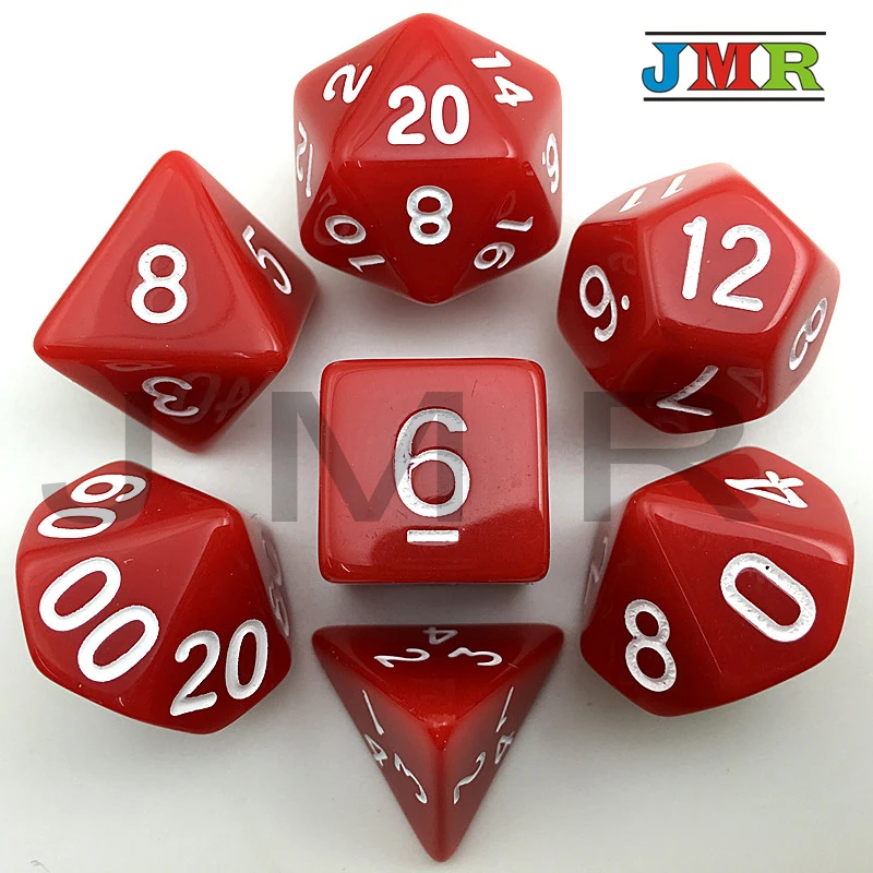 

Red Color Dragons and Dungeons 7pc/lot 14 Different Color Set D4,D6,D8,D10,D10%,D12,D20 Portable Dice Set Board Game As Gift
