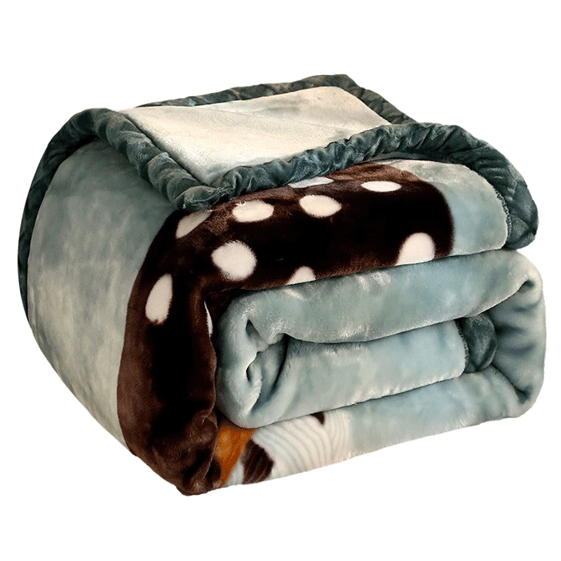 

Soft Warm Thick Fluffy Raschel Blanket Double Layer Cartoon Designs Flamingo Unicorn Printed Mink Throw Winter Fleece Blankets