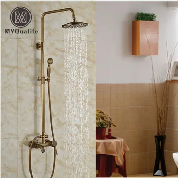 

Luxury Antique Brass shower Faucet Set w/ Mixer Shower Tap Spout & Handle Shower