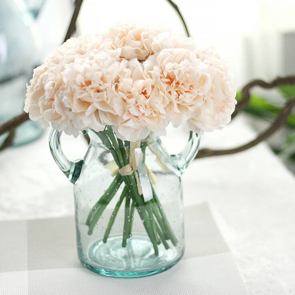 

Fake Flowers Peony Artificial Flowers Bouquet Fake Flowers for Home Wedding Decoration indoor Bouquet Bridal Hydrangea Decor 7