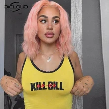 Vintage harajuku bonito amarelo tanque topo feminino 90s carta bordado recortado streetwear meninas verão fitness punk hip hop colheita topo