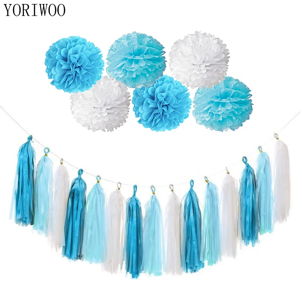 

YORIWOO Happy Birthday Banner Paper Pompom Tassels Children 1st Birthday Party Decorations Kids Baby Shower Boy Girl Babyshower