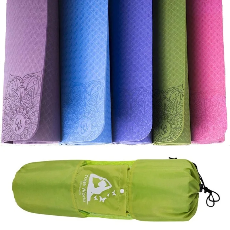 Dature TPE Yoga Mat 6mm Fitness Mat For Fitness Yoga Carpet Gym Mat With Yoga Bag gymnastics mats Balance Pad 183*61cm*6mm