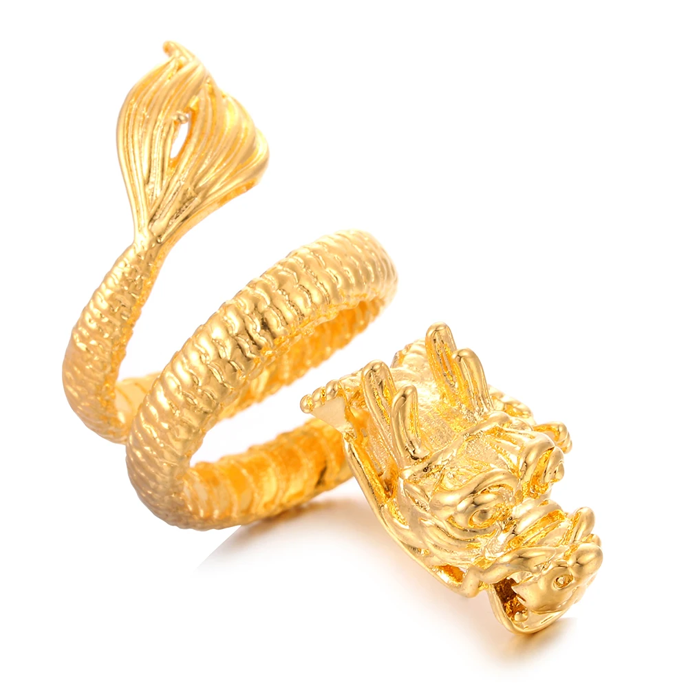 Ethlyn Регулируемый золотой дракон кольца для мужчин, уважаемые Ювелирные изделия Подарки для отца, лучшие подарки для мужчины/друга R81