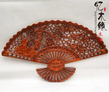 

Dongyang camphor wood window fan pendant ornaments with the living room mural hollow carved wood panel
