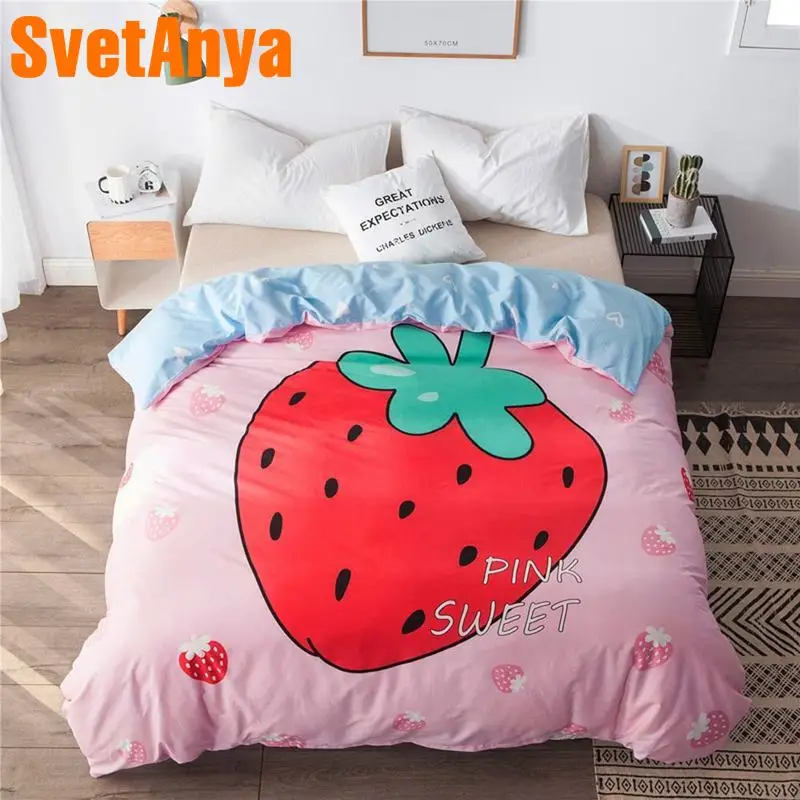 

Svetanya 1pc Strawberry Duvet Cover for Kids Cotton Quilt Comforter Blanket Bedding Covers Single Double Size