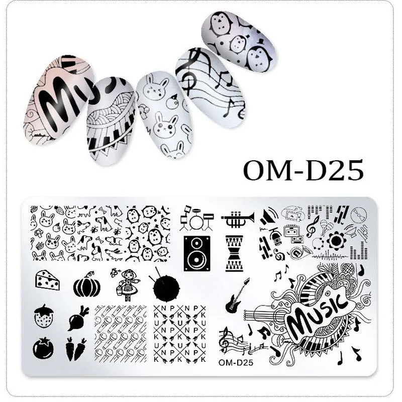 

6*12CM 25Designs Fashion Beauty CartoonPattern Steel Stamping Plates Nail Art DIY Polish Printing Nail Templates Stamp