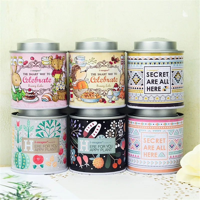 

New Cute Cartoon 6.7cm*6.7cm*8.3cm Tea Tin Box Candy Jewelery Storage Container Sundries Decorative Gift Packing Iron Box Bins