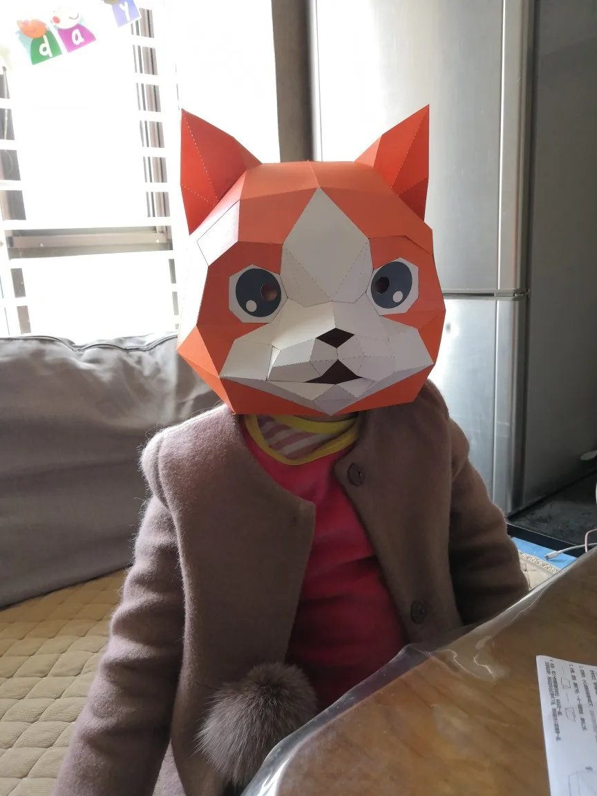 3D Бумажная Маска кошка котенок животное костюм косплей сделай сам бумажная маска