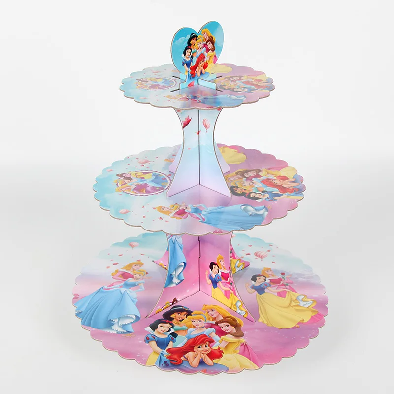 

1set Disney Princess 3 Tier Paper Foldable Cupcake Rack Kids Birthday Party Cake Stand Wedding Party Decoration