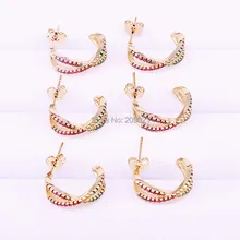 6 пар радужных многоцветных CZ серьги золотистого цвета красочный Циркон серьги для женщин модные ювелирные изделия